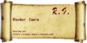 Reder Imre névjegykártya